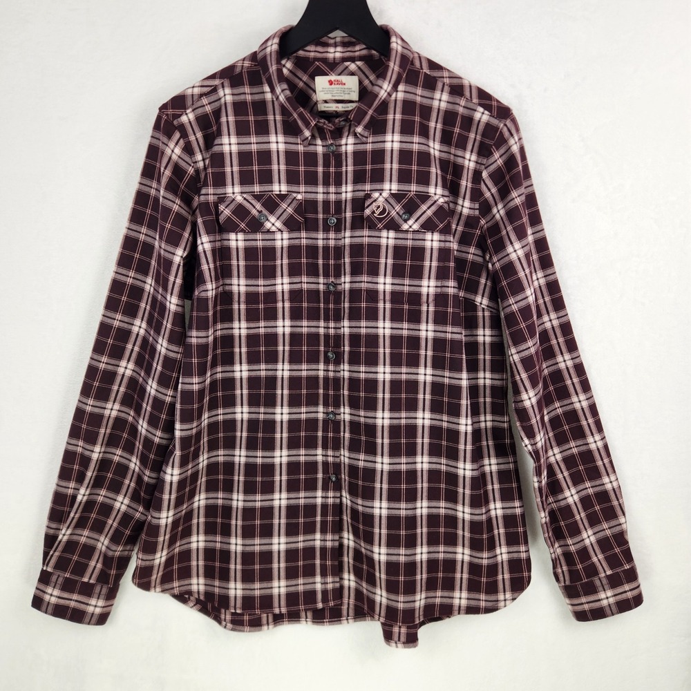 Fjallraven Fjallglim Plaid Stretch Button Shirt Women XL Flannel Western Ranch
